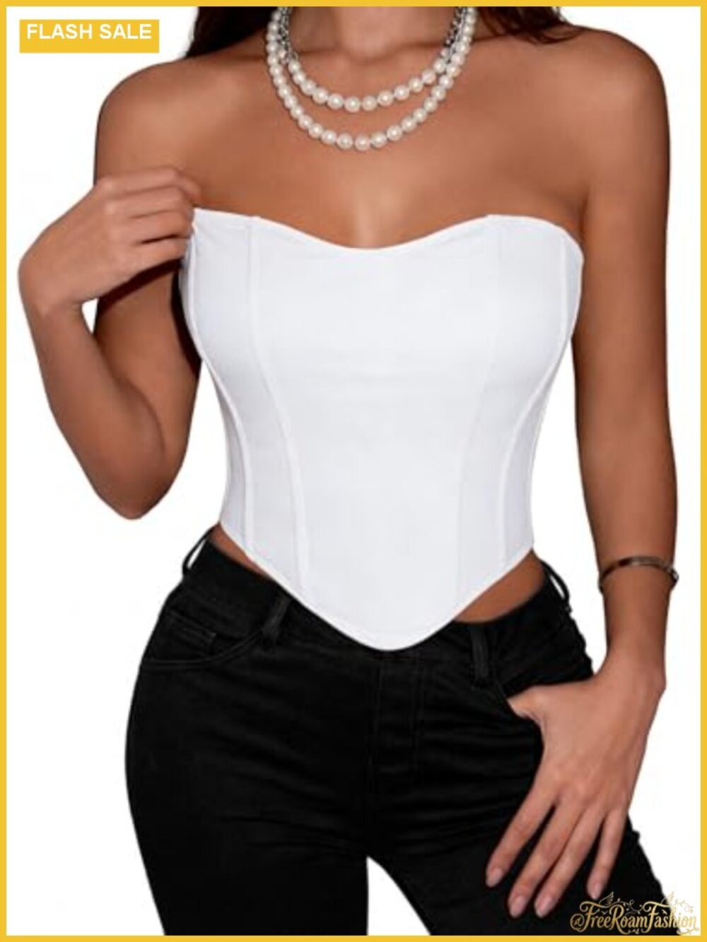 Strapless Corset Bustier Top Deep V Slim Fit Party Club Wear